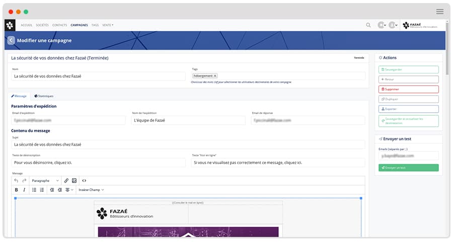 fazaCRM gestion des campagne
